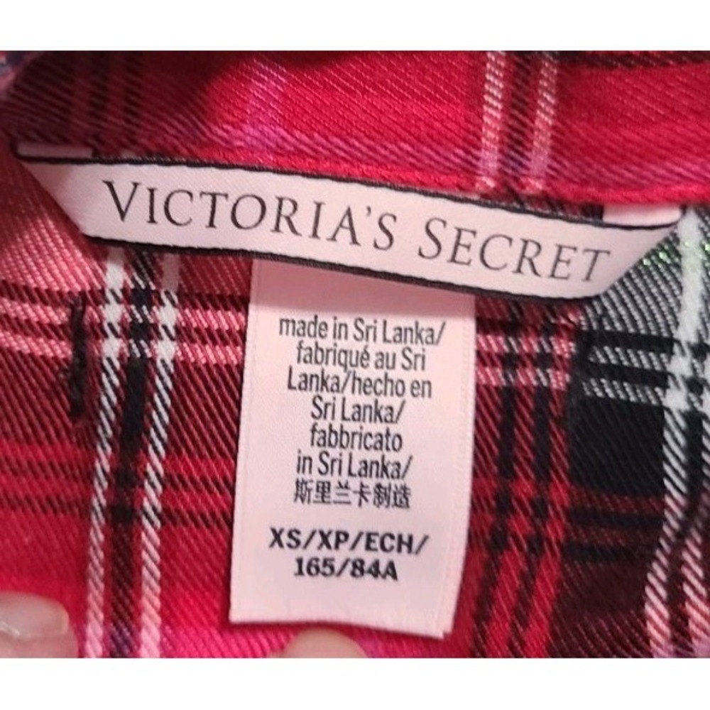 Victoria's Secret Red Plaid Flannel Sleep Shirt Nightshirt Women's XS Long - Picture 3 of 10